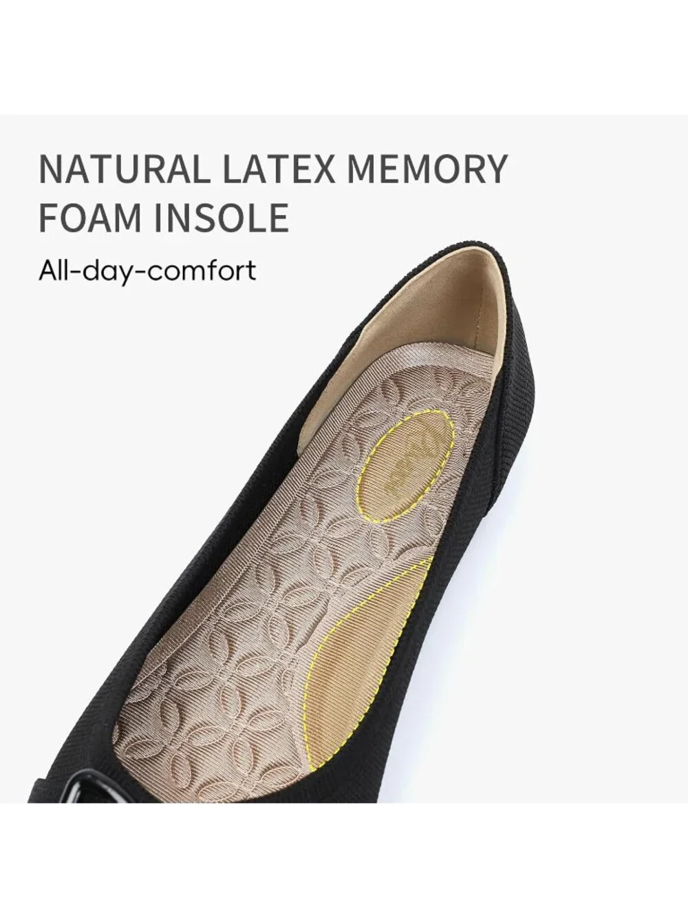 Women's Black Arch Support Dress Pointed Toe Comfortable Knit Ballet Flat Shoes